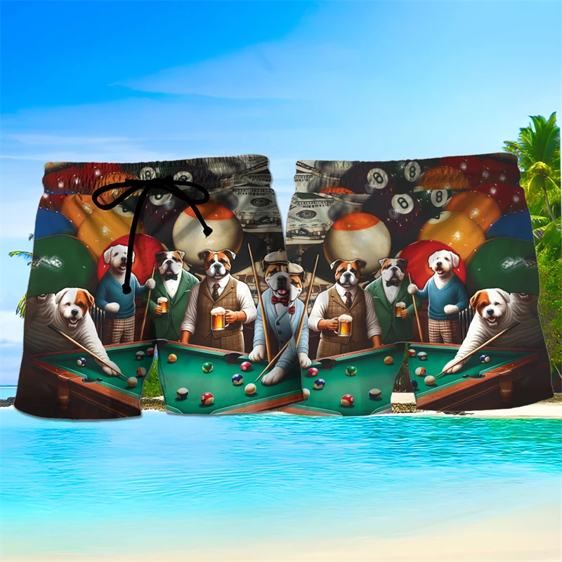 Novità in pantaloncini da spiaggia con grafica da biliardo per uomo, tendenza alla moda, pantaloni corti stampati in 3D estivi, pantaloncini da surf larghi casual streetwear