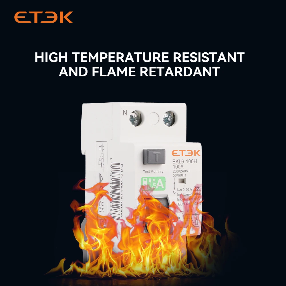 ETEK RCD RCCB tipo A interruttore differenziale elettromagnetico AC 2P 2 poli 10KA 25A 40A 63A 80A 100A 230V 30ma EKL6-100H