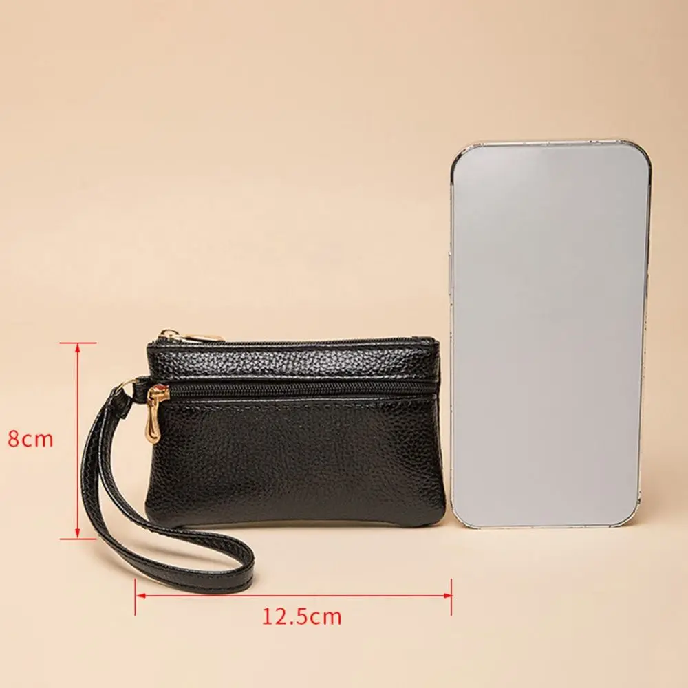 Mini PU Zero Wallet Solid Color Dual Zipper Coin Storage Bag Waterproof Lightweight Small Card Pack Women