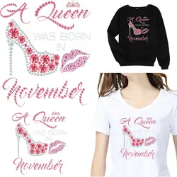 Diamante tacchi alti adesivo termico su t-shirt Alevels fai da te ferro sui trasferimenti sui vestiti toppa Queen Design per abbigliamento Top Decor