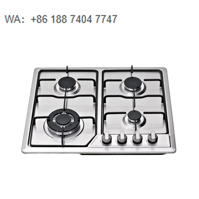 Hot Sale High Quality Built in Gas Cooker 4 Burners Stove Stainless Steel Front Control Metal Knobs LPG Gas Hob Safety Device