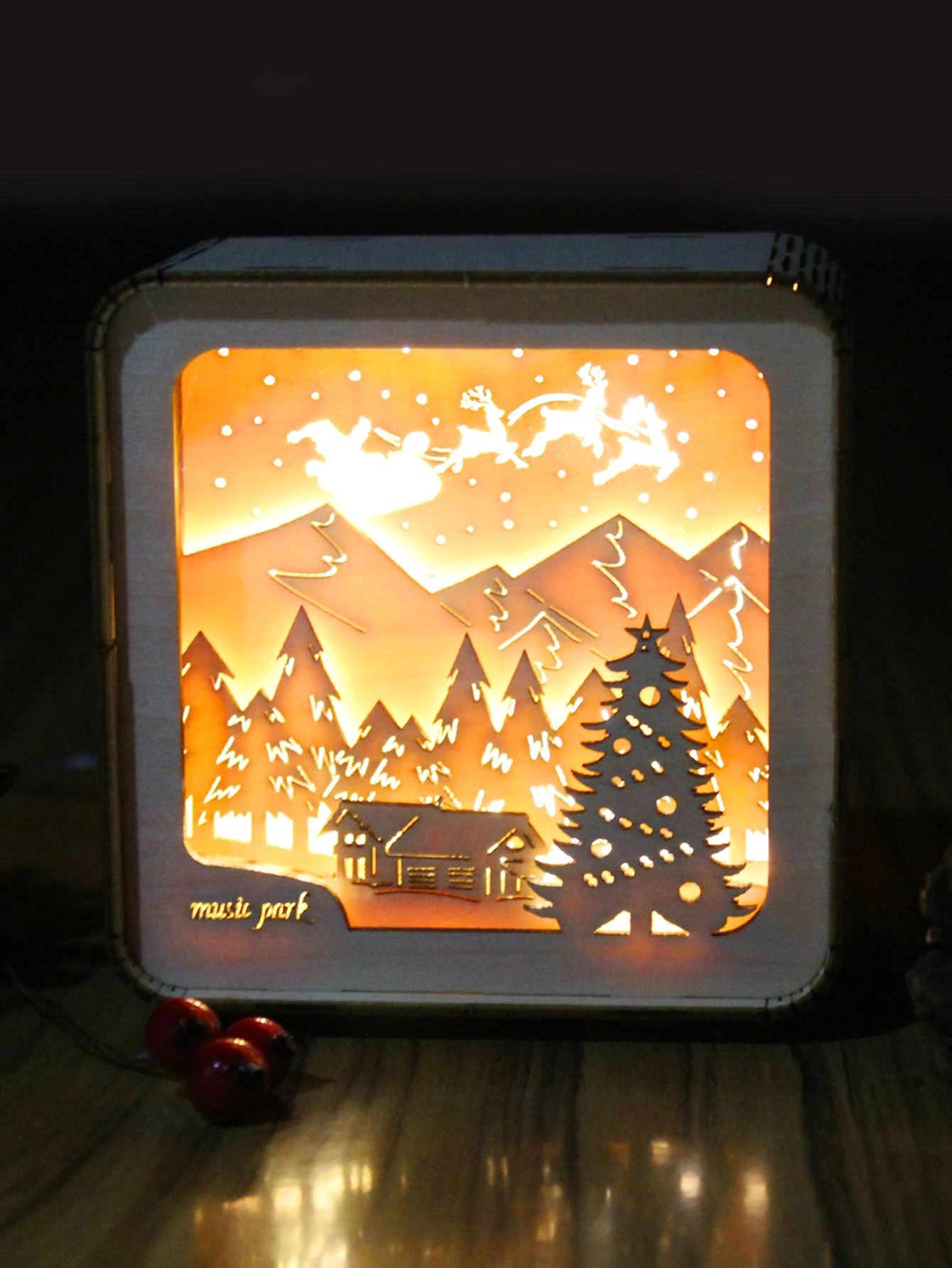 NONE 3D Holzpuzzles Schloss Modellbausatz Nachtlichter für Kinder Schreibtischdekorationen Geburtstag Weihnachtsgeschenke für Frauen 6
