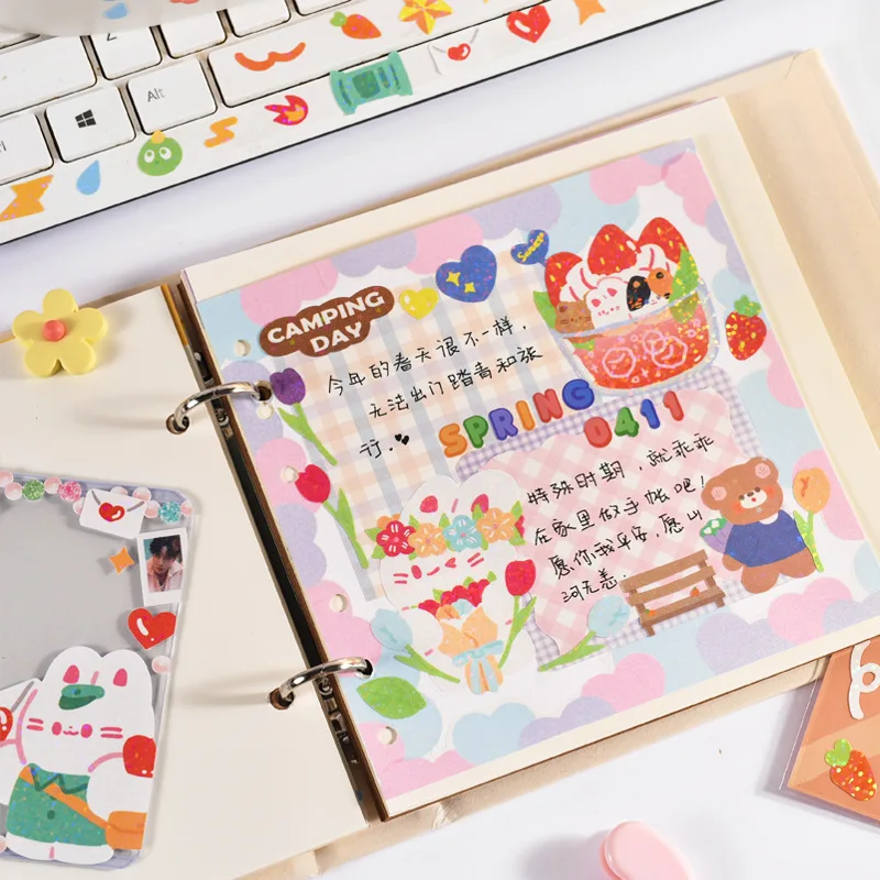 MOHAMM 1 Sheet Animal Cute Stickers Hand Account Material Cup Laser Ribbon