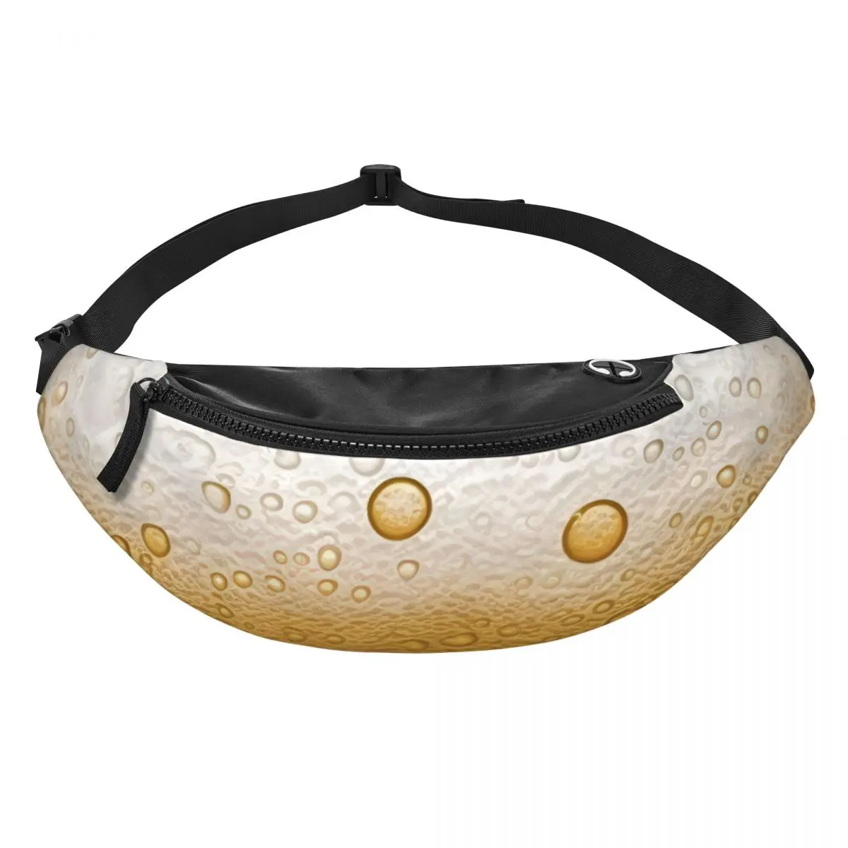 Custom Beer Bubbles Foam Fanny Pack Men Women Fashion Crossbody Waist Bag for Camping Biking Phone Money Pouch