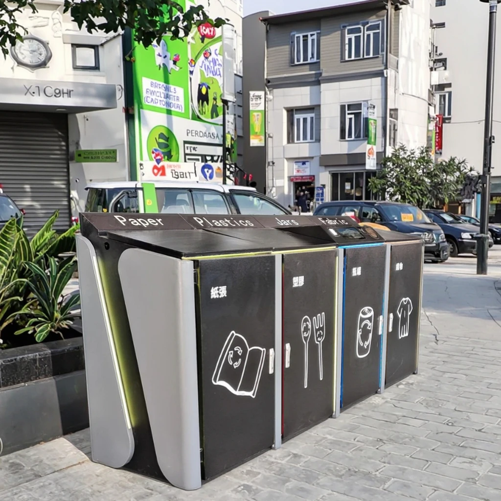 4 Interval Strip Color-Changing Outline Light Intelligent Trash Can Intelligent Combined-type Garbage Classification Bin