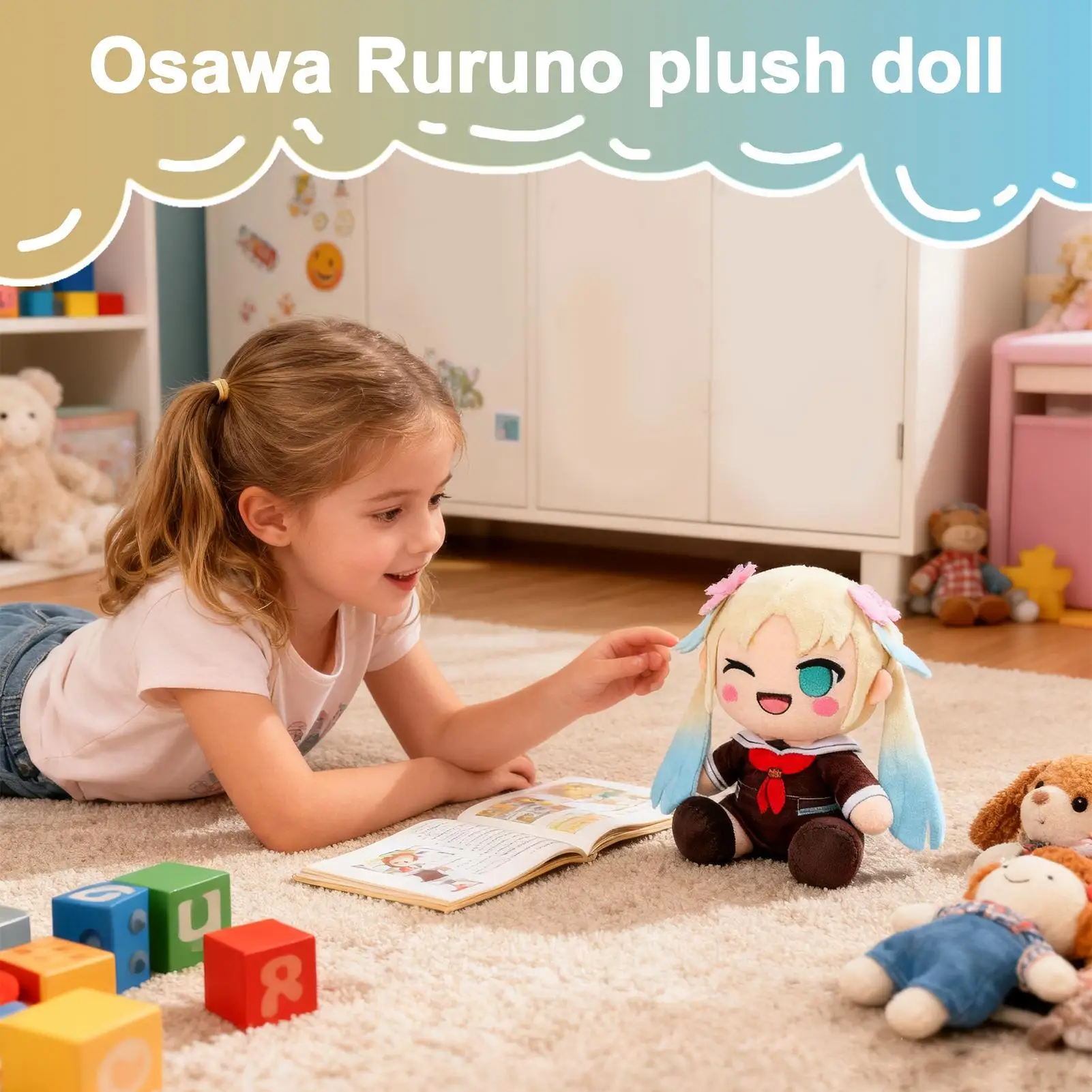 

Для Osawa Ruruno плюшевая кукла аниме плюшевая кукла мультфильм милые портативные игрушки стильная мягкая плюшевая кукла для полки домашний стол на день рождения