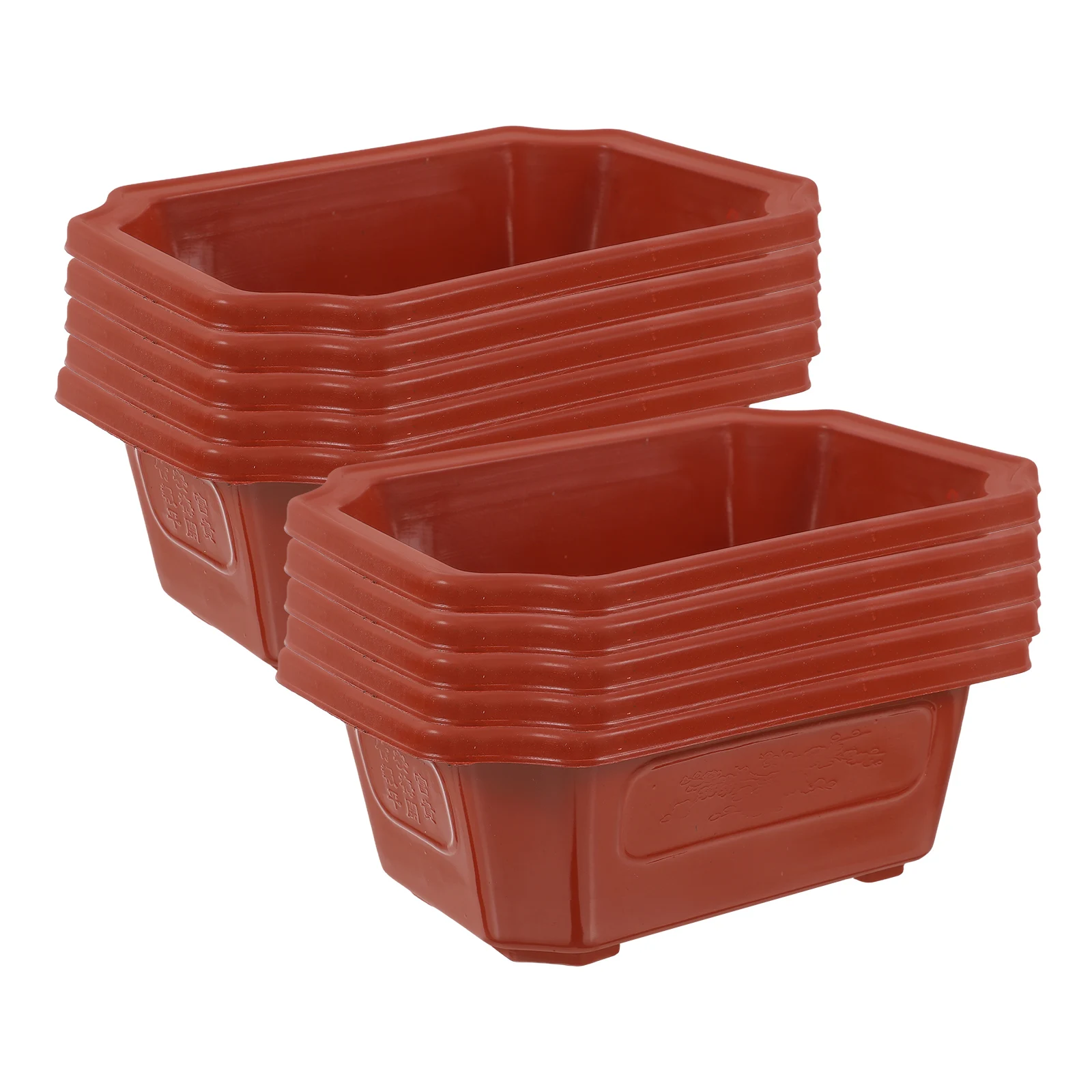 

10 Pcs Bonsai Pot Rectangle Terracotta Succulent Flowerpot Indoor Garden Lightweight Plastic Container Planter Household