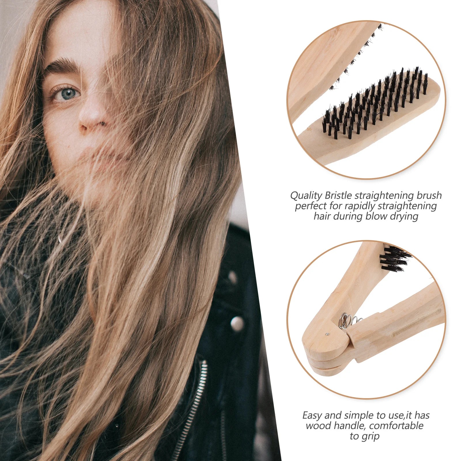 

2pcs Wooden Hair Straightening Comb Smooth Natural Finish Frizz Free Brush For Home Salon Use Hairdressing Tool Styling Comb