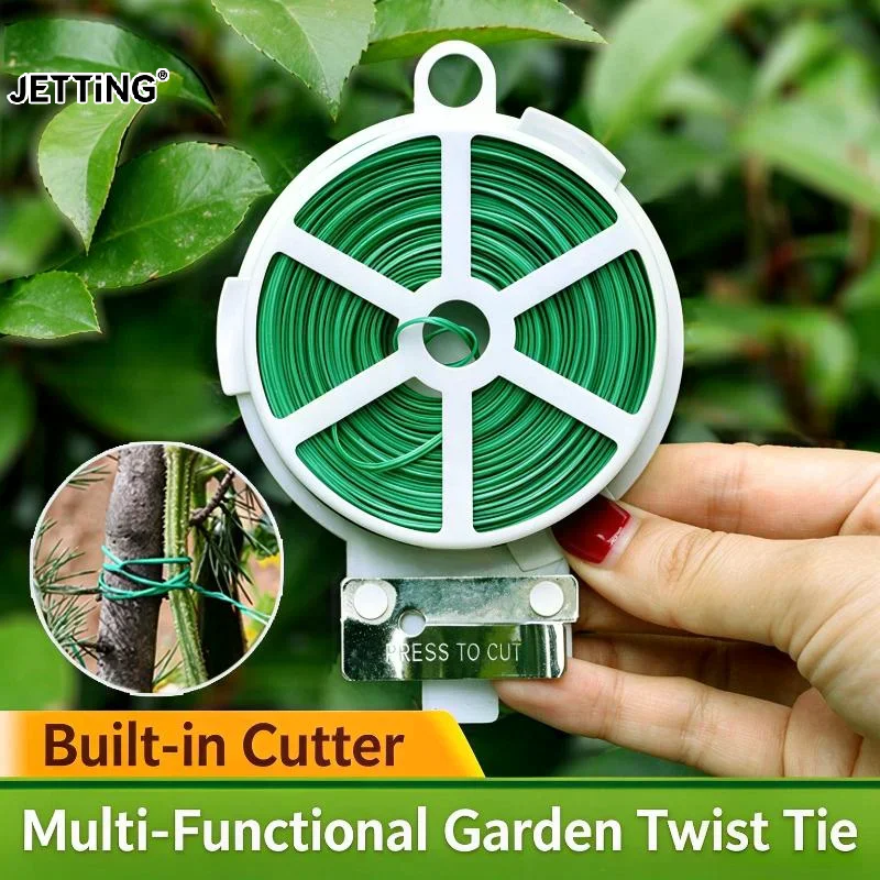 1 Roll 100M Multifunctional Plastic Steel Twist Tie Sturdy Reusable Garden Flower Plant Support Strap Tie
