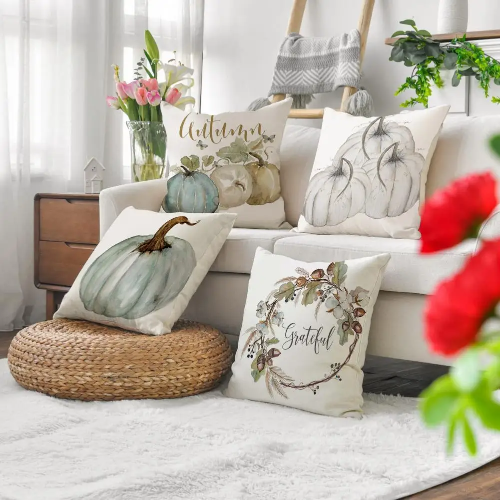Decorative Pillowcase Thanksgiving Pumpkin Farmhouse Pillowcase Cushion Cover Soft Wear Resistant Fall Decor Pillow for Cozy