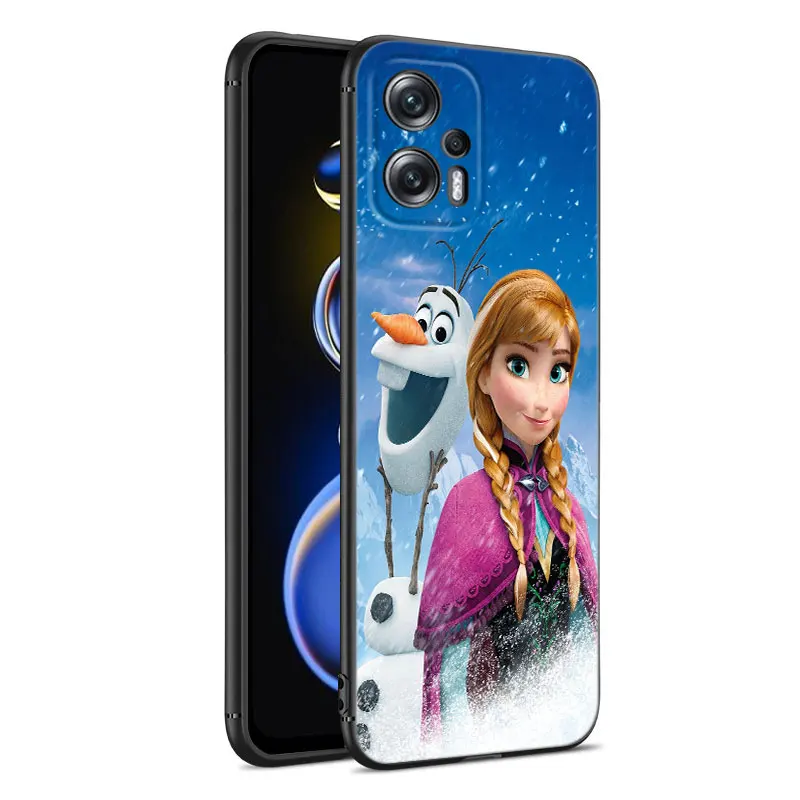 Olaf Snowman Frozen Black Silicone Phone Case For Xiaomi POCO X3 X4 NFC F4 GT F5 M3 M4 M6 X5 X6 Pro NEO 5G C55 C65 M5 4G