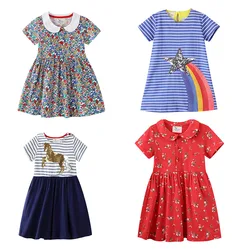 Jumping Meters Girls Party Dresses Fashion Embroidery Fashion Birthday Kids New Year Clothes Children's Summer Frocks Costume