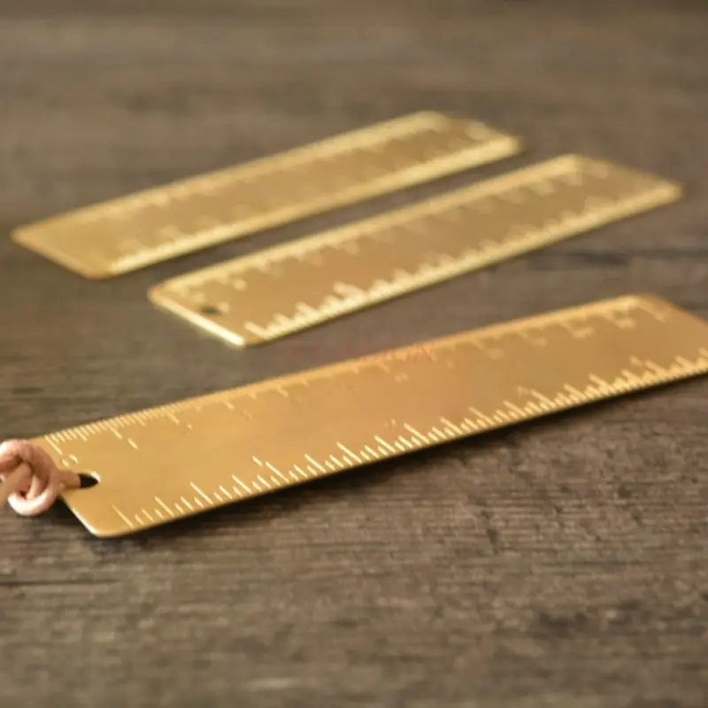 1pcs Small copper ruler 6cm pure brass ruler portable metal straight ruler retro key tag pendant thickened