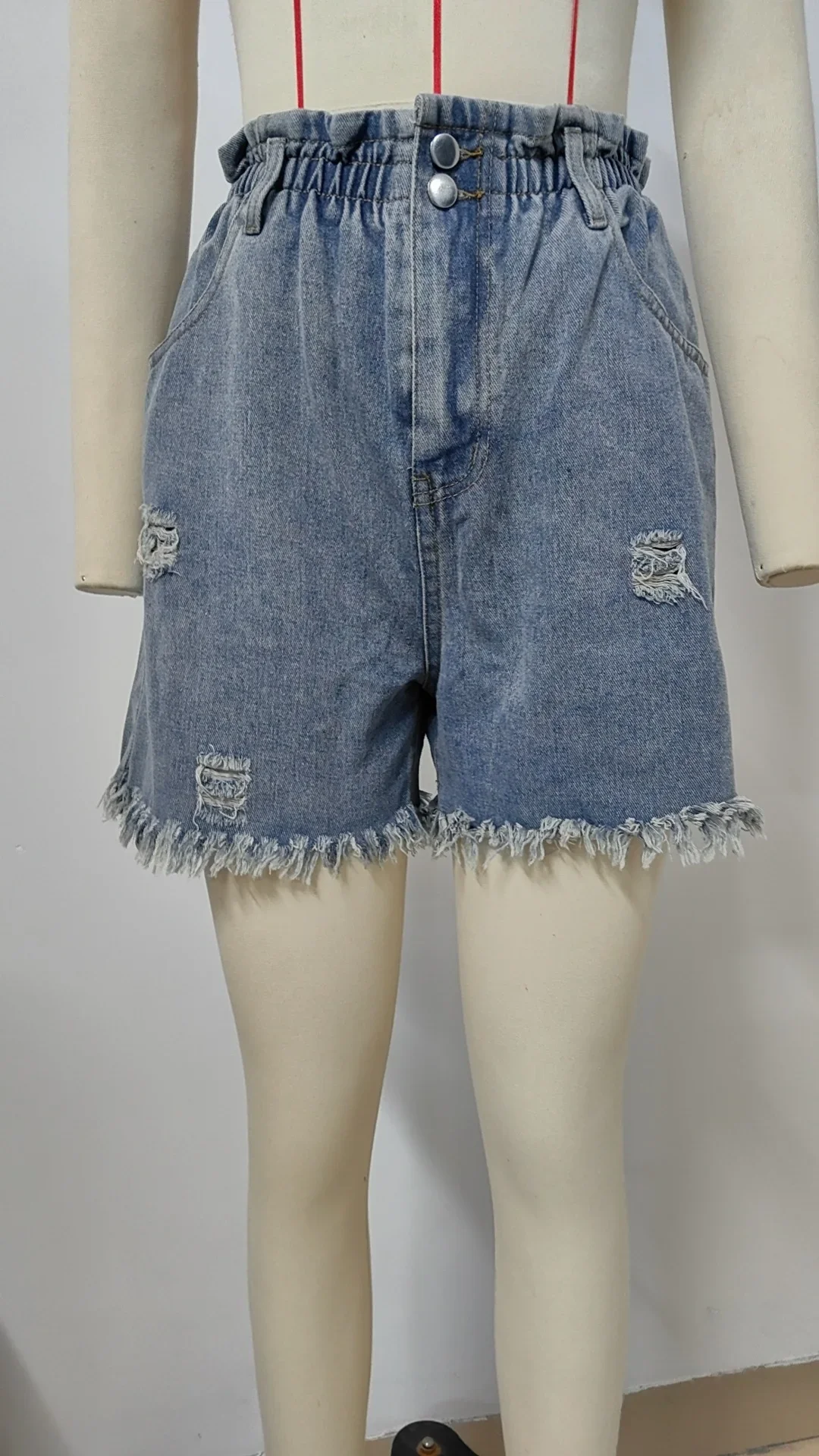 أمي شورت جينز حريمي الشارع الشهير هول الدنيم مرونة الخصر المتعثرة غسلها جيوب Y2k عادية مستقيم سراويل قصيرة 2025 #6