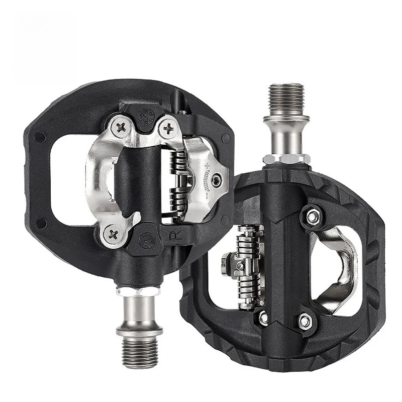 1 PCS Single Sided Self-Locking Pedal Leisure Bike with Aluminum Alloy Bearings, Flat Pedal Pedal with Locking Plate for Riding