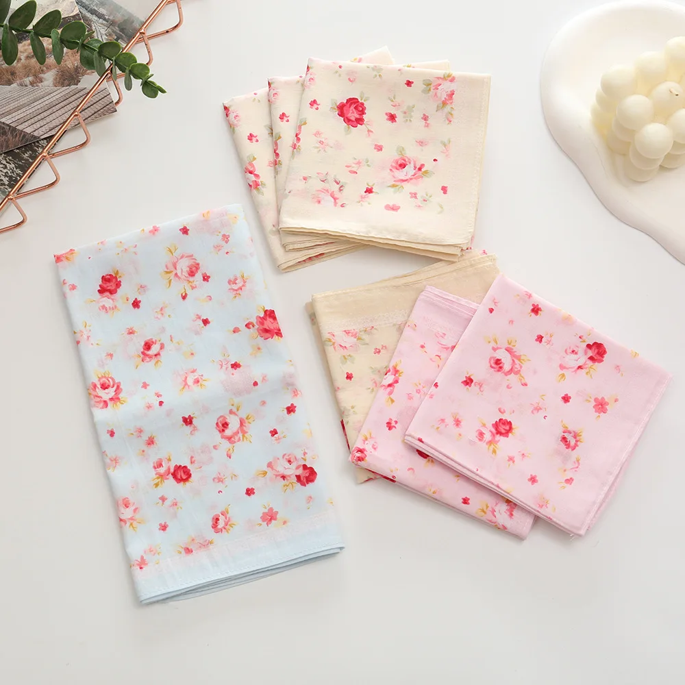 3/6 pezzi fazzoletto stampato in puro cotone da donna elegante morbido e confortevole asciugamano assorbente sottile estivo della porcellana orientale 43 cm