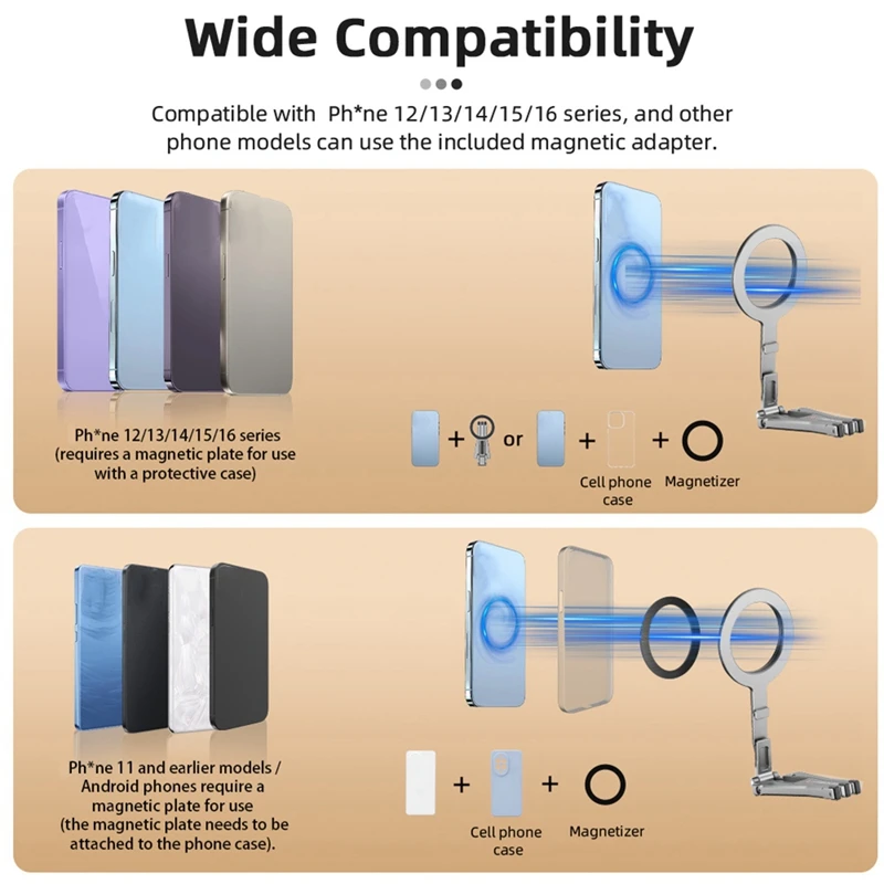 Trípode magnético inteligente con mango de zapata fría montado en valla, trípode para teléfono Magsafe, Iphone, Android, soporte de escritorio