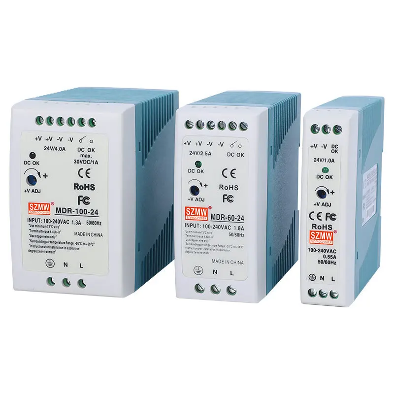 

Mingwei Guide Rail Switching Power Supply MDR-20W-24v60W100W Thin Card Rail Power Supply, DC Power Supply 24v