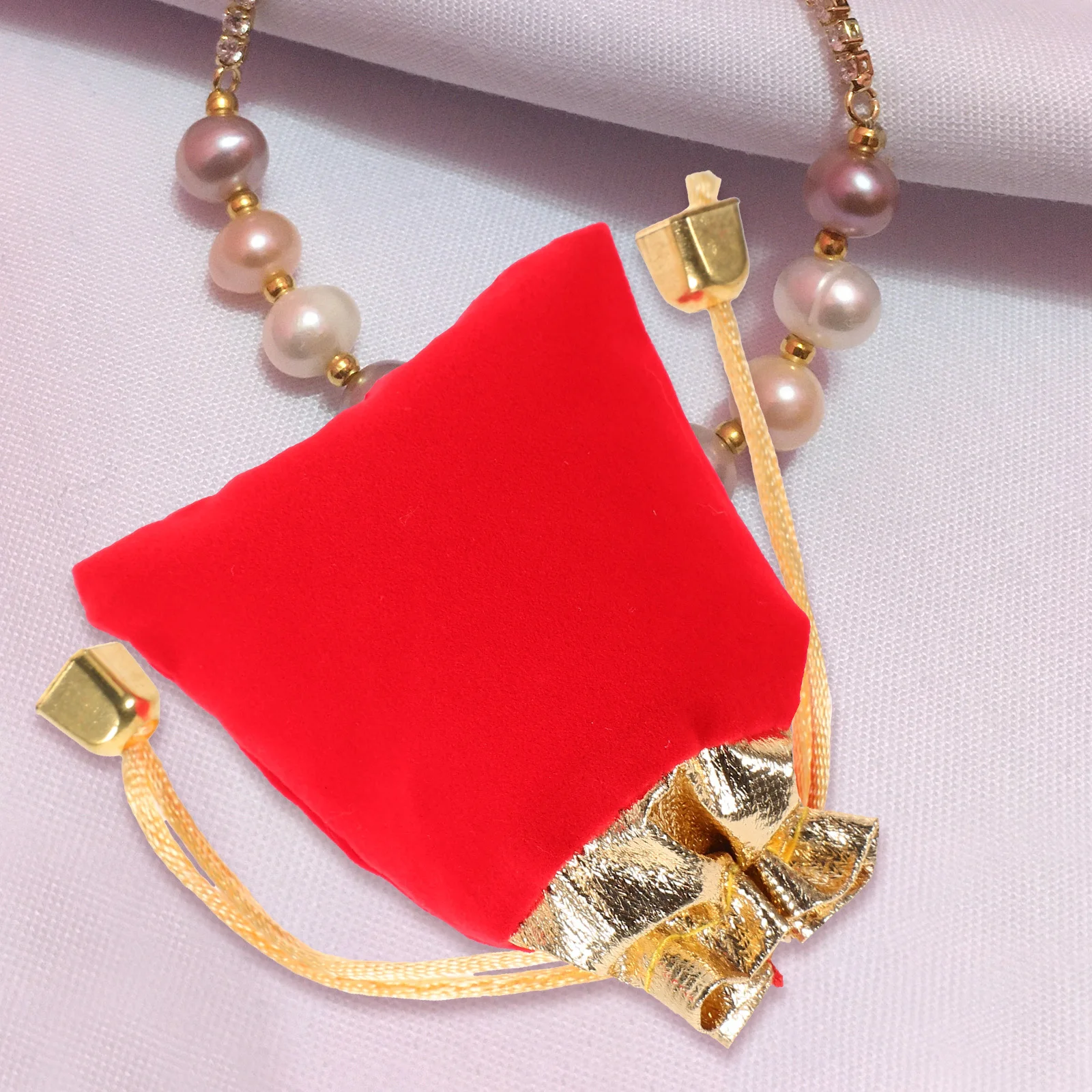 

20Pcs Red Drawstring Jewelry Storage Bags Gold Rim Reusable Pouches Wedding Party Gift Favor Organizer Drawstring Jewelry Bags