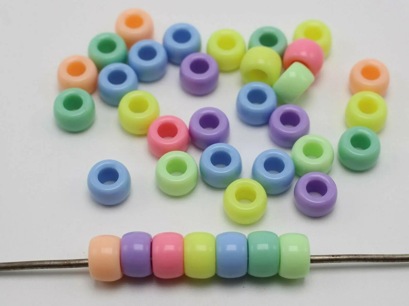 200pcs Various Style Round Barrel Pony Beads 8mm-10mm for Kids Craft Kandi