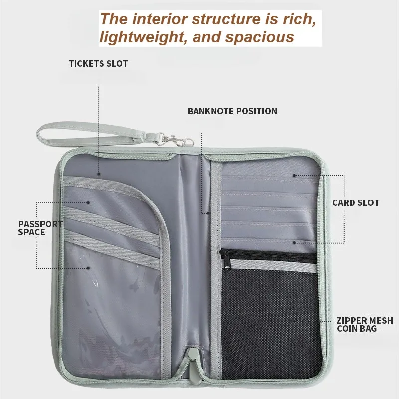 Travel Stylish Lightweight Portable Passport Holder Large Capacity RFID Material Anti-Theft Clutch Wallet