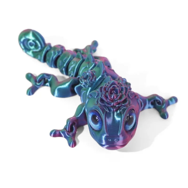 3D Printing Chameleon Figures Multi-joint Movable Simulation Eyes for Home Accessories Kids Gift Living Room Decoration