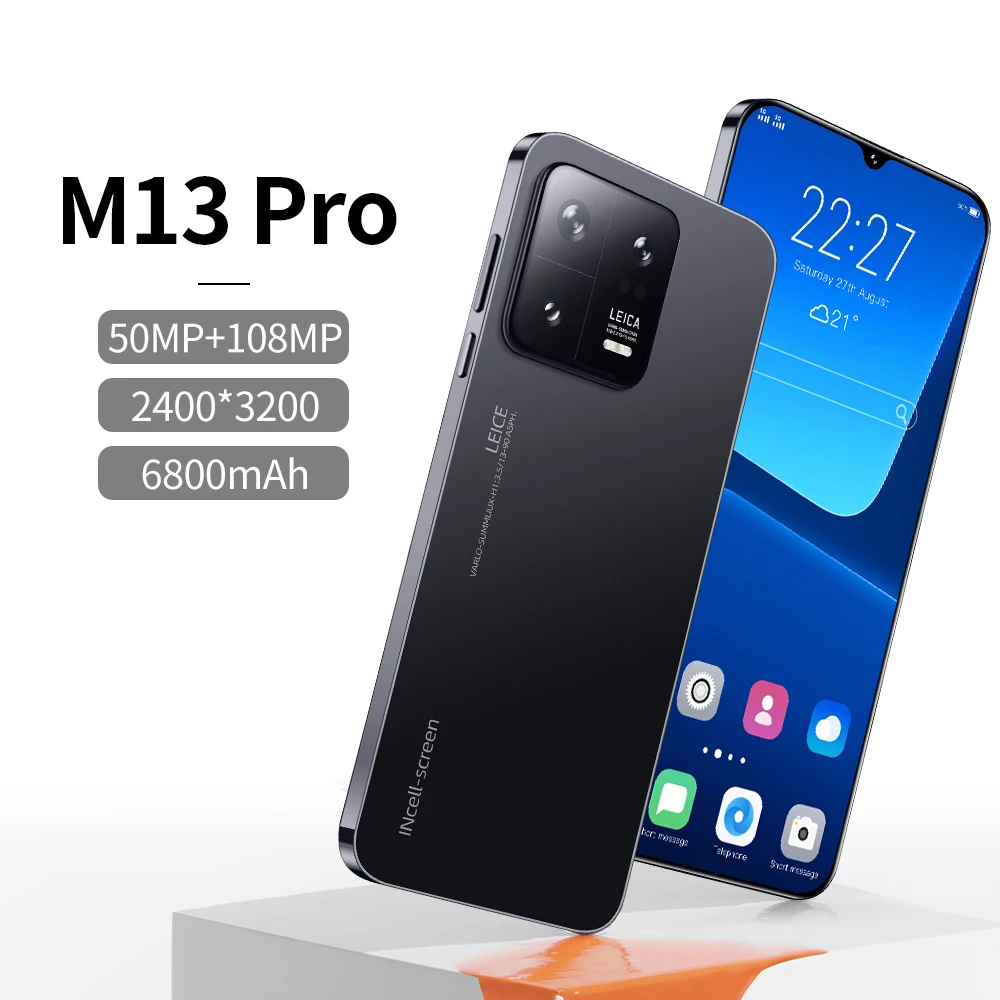 

Global Version M13 Pro Smartphone 5G 7.3 Inch 16GB RAM+1024GB ROM Qualcomm 8 Gen 2 108MP Camera 6800mah Android Mobile Phone