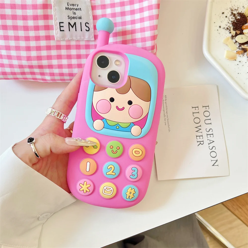

Kawaii 3D cartoon mobile phone case for iPhone 13 14 15 16 Pro Max plus fundas luxury fashion cute soft silicone shockproof Case