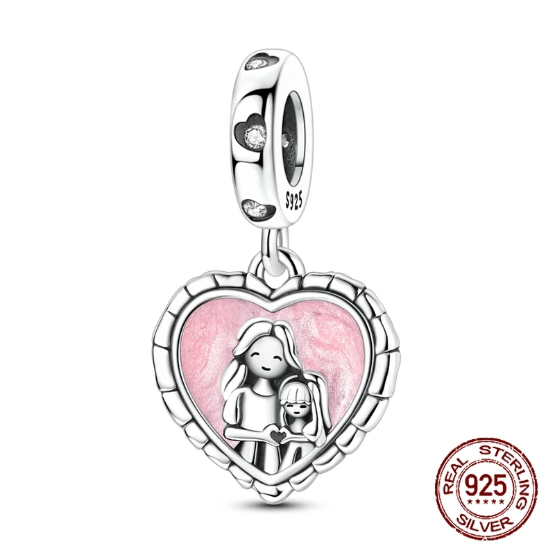 

Подвеска из стерлингового серебра 925 пробы с изображением матери и ребенка, подвеска ко Дню матери, подходит для оригинальных браслетов с подвесками, женские украшения, подарок для самостоятельного изготовления