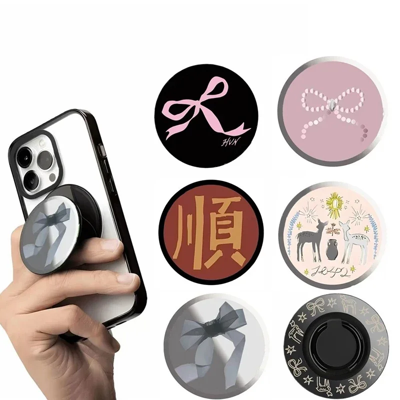 

Animal Bow Magnetic Folding Black Phone Stand for IPhone 12 13 14 15 16 Pro Max Holder Mount Support for S24 Ultra