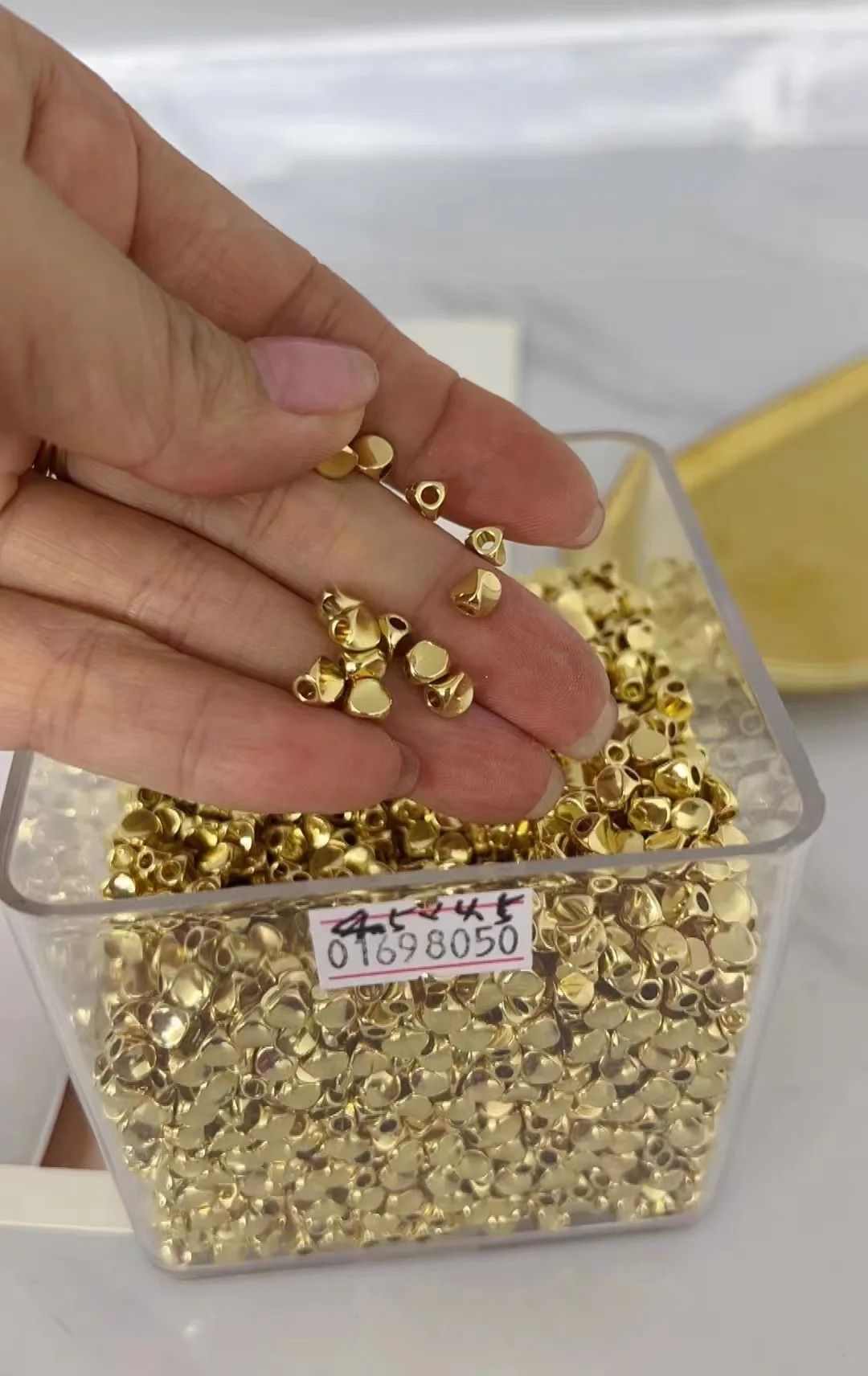 500pcs, Gold Color Round Oval Cylinder Spacer Loose Bead for DIY Bracelets Necklace Jewelry Making Beads Charm Accessories