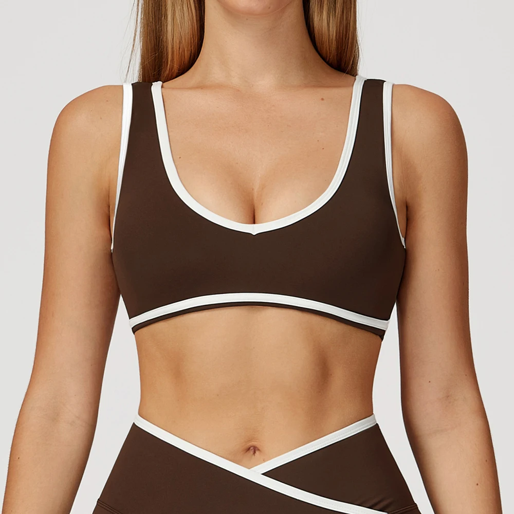 V-Neck Sports Bra Women Top Push Up Sport Underwear Yoga Vest Gym Crop Top Brassiere Fitness Top Workout Breathable Beauty Back