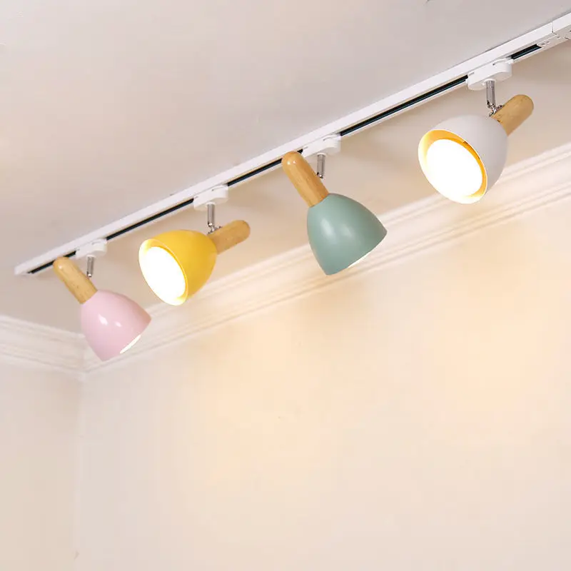 Éclairage sur rail rotatif à LED, système de plafond en bois nordique, budgétaire pour salon, mur de fond, chambre à coucher, chambre d'enfant, 15W