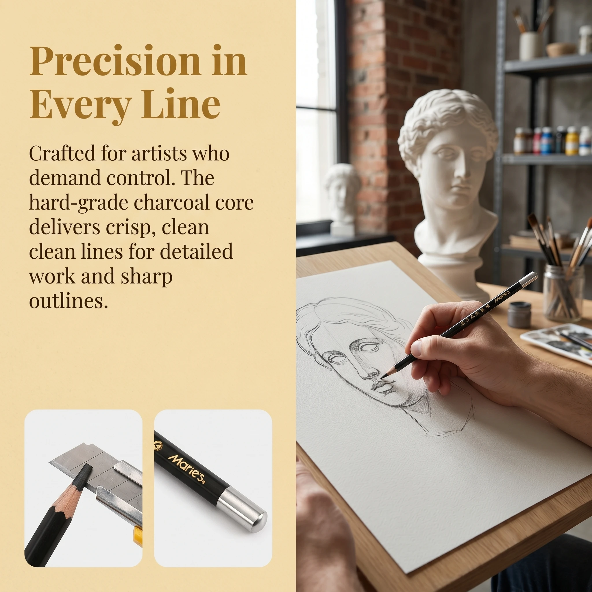2 Mixed Sets Marie's Charcoal Pencils Extra Soft Medium Graphite Pencils for Drawing Sketching Shading Art Supplies
