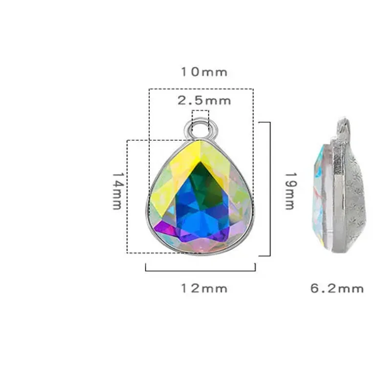 10Pcs Crystal Glass Charms Pendants Water Drop Shape Charms for DIY Necklace Earrings Pendant Beads Jewelry Making Accessories