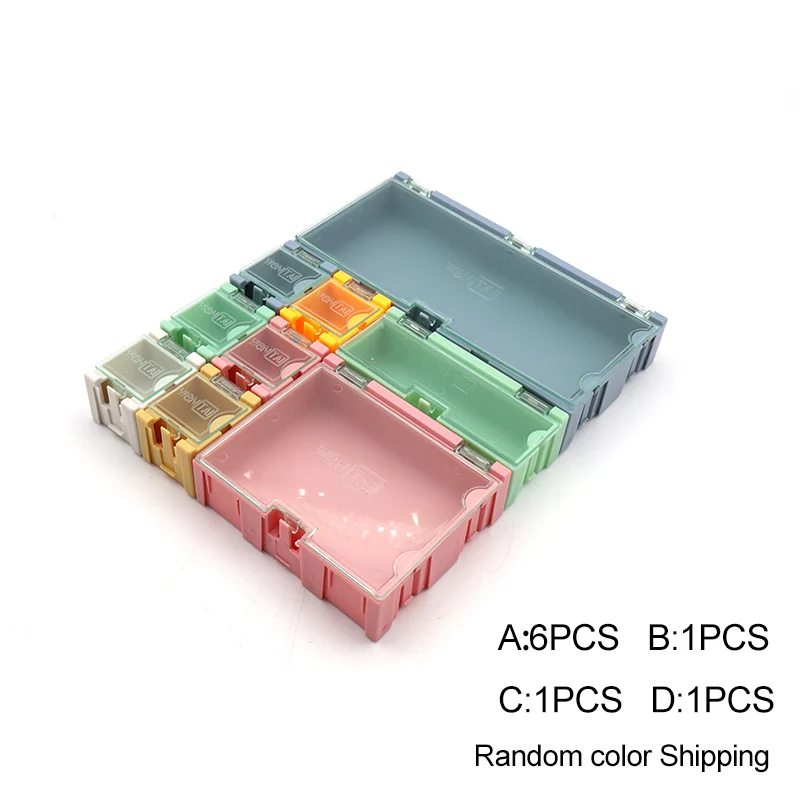 9pcs/set SMD SMT IC Component Storage Box Container Transparent Parts Patch Box Resistor Chip Case Multi-purpose Organizer