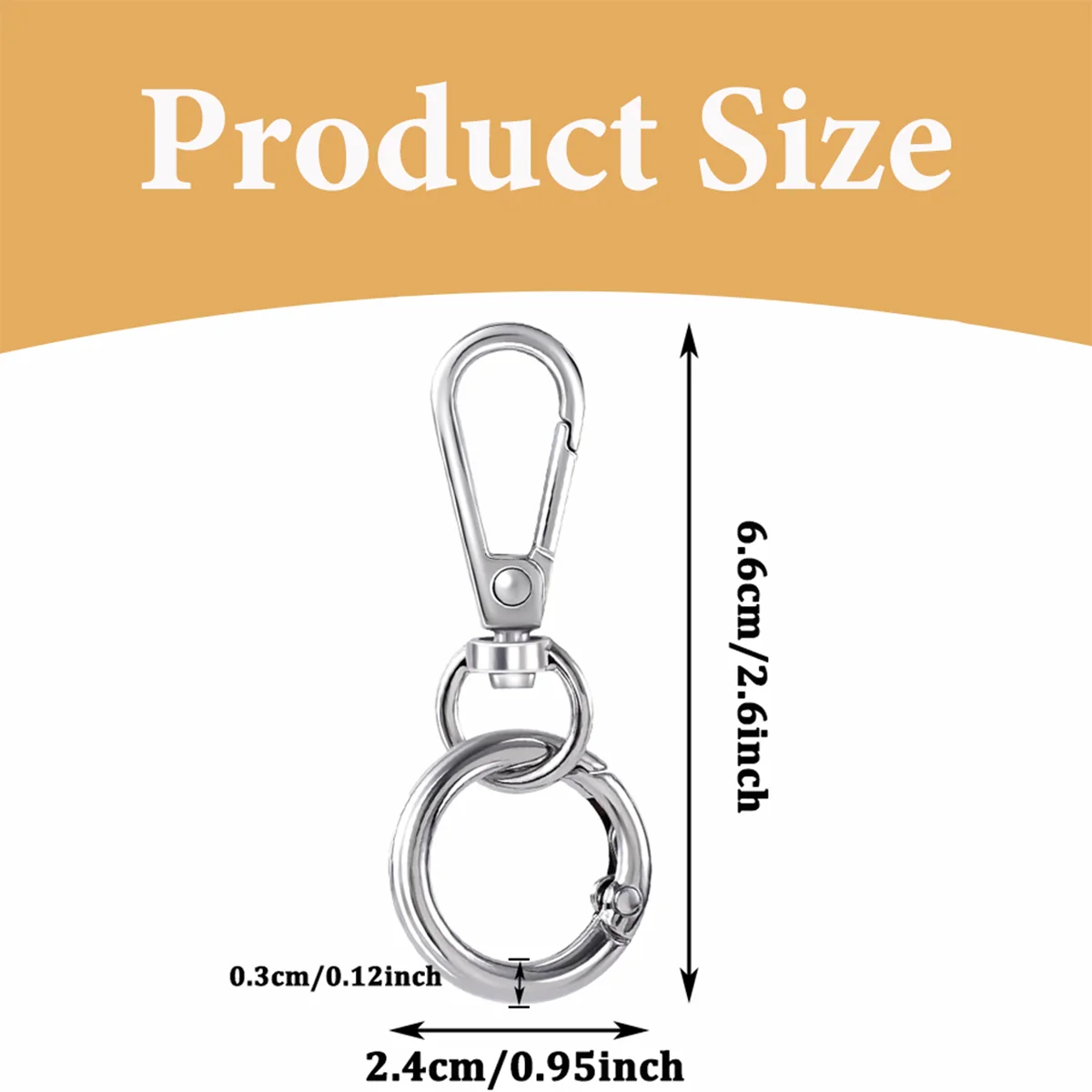 10/20sets rotatable alloy snap hooks with O-ring spring rings,for keychains,lanyards,DIY crafts,gifts and bag accessories