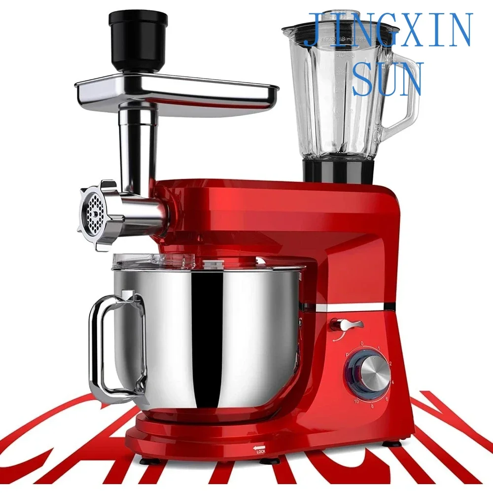 High Quality Multifunctional Electric 6-IN-1 Stand Mixer 8.5 Qt, Ruby Red, with 9 Accessories for Kitchen Home, for 1507BM
