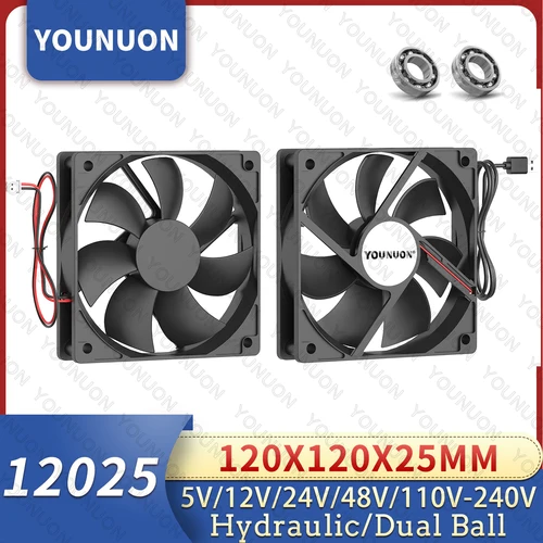 Imagen 1 del producto Ventilador de refrigeración sin escobillas para PC, 120mm, 12cm, 12025, 5V, 12V, 24V, 120mm x 120mm x 25mm, 120x120x25mm, USB, 2 pines