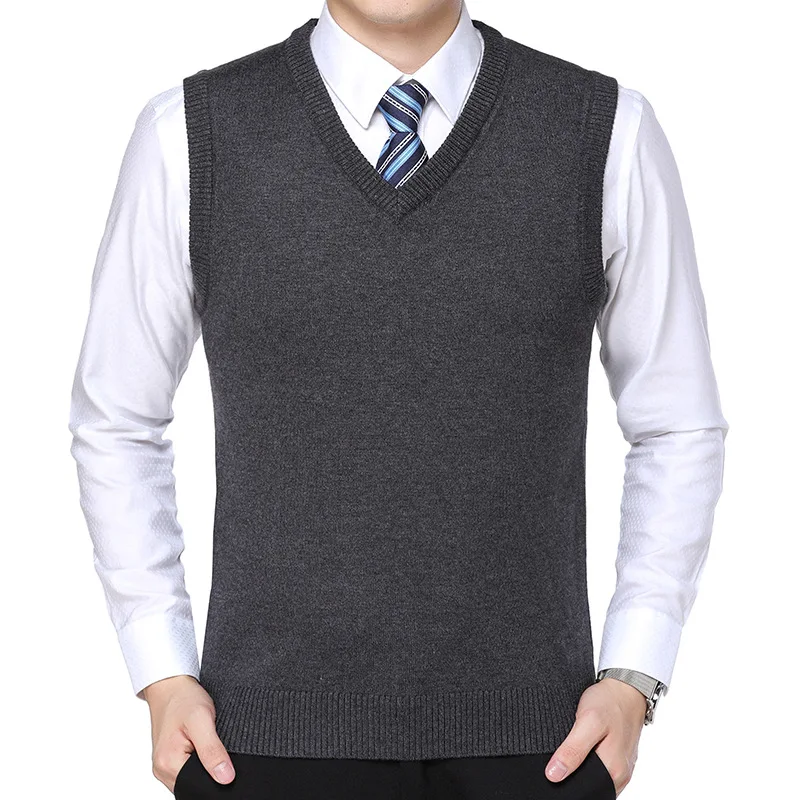 MRMT 2024 Brand Autumn Winter New Men's Sweater Vest Pure Color Wool Pullover for Male Vest V Collar Sweater Vest