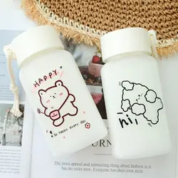 Cute Bear Frosted Water Bottle Kawaii   for Student Kids Portable s BPA Free Leak-Proof Drinking bottle water