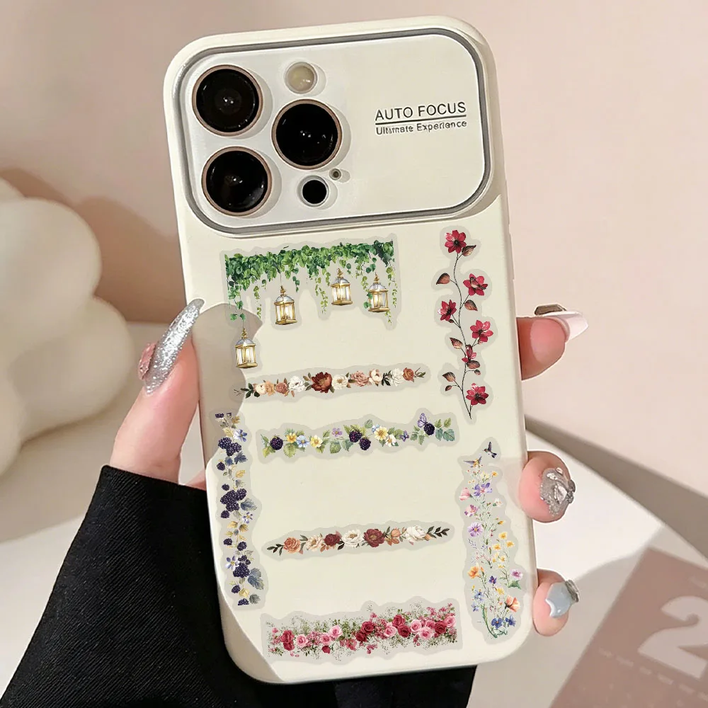 Picture 6: 60pcs Flower Hand Account Lace Transparent PET Stickers Decals For Phone Laptop Notebook Suitcase Guitar DIY Aesthetic Stickers