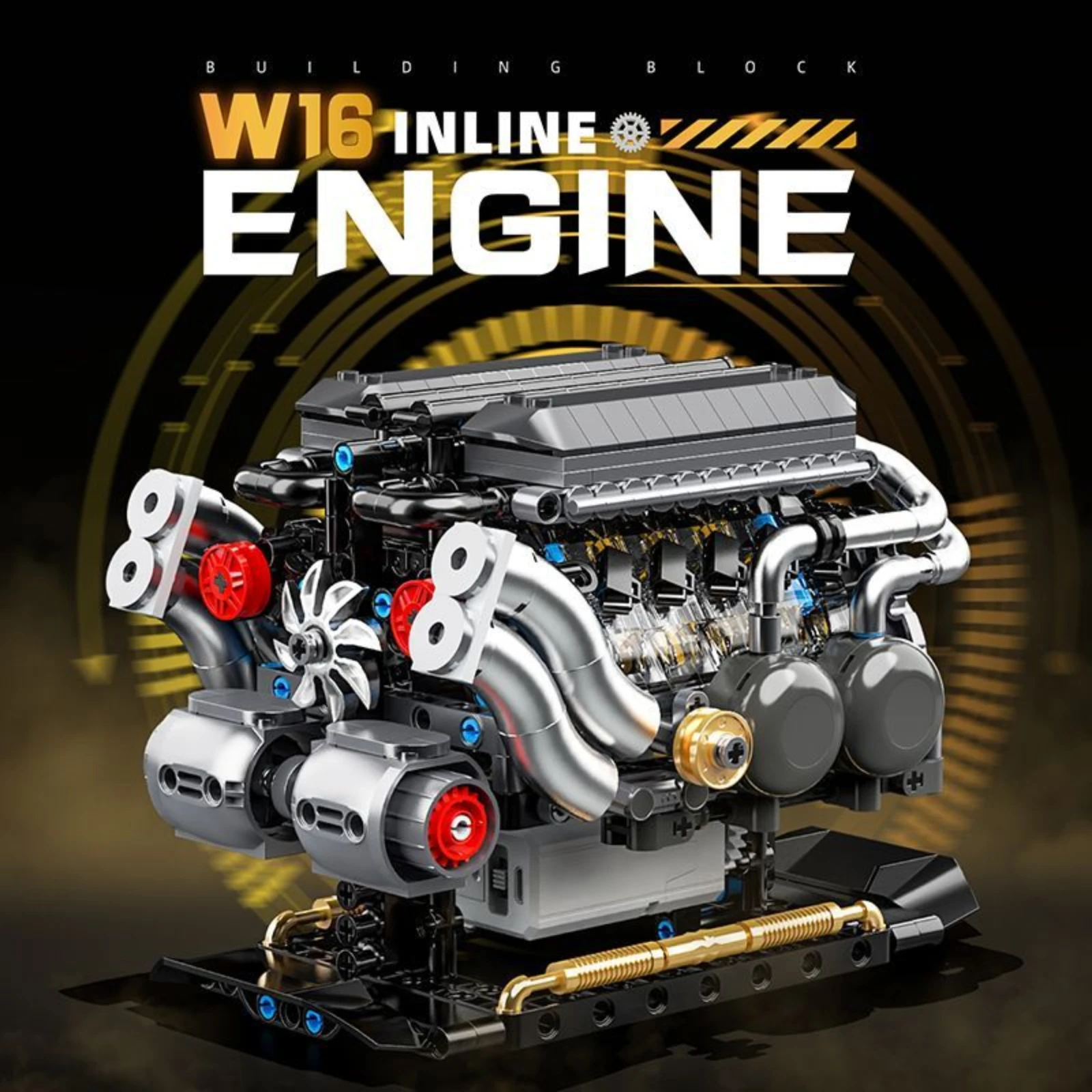 Kit de bloques de construcción de modelo de motor W16, adornos ensamblados de partículas pequeñas mecánicas, juguete educativo, regalo de cumpleaños para niños, 801 Uds., YC556