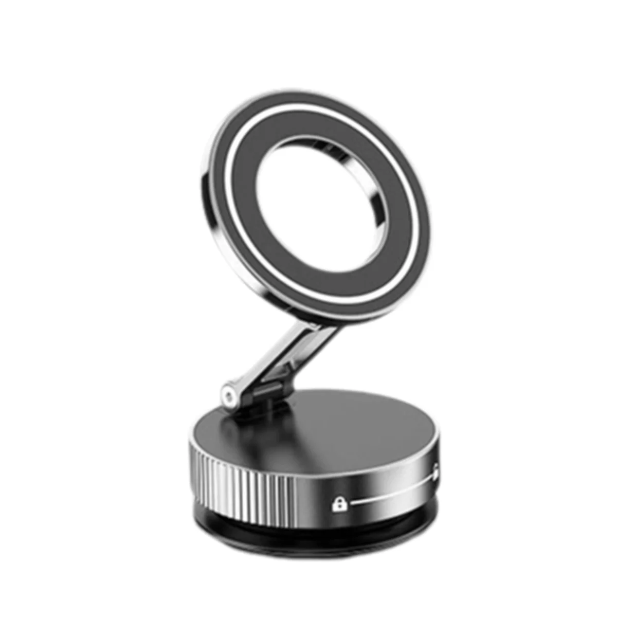 Top! Autohouder Vacuüm magnetische houder Opvouwbare sterke zuigstandaard met metalen scharnieren voor mobiele telefoon Zilver