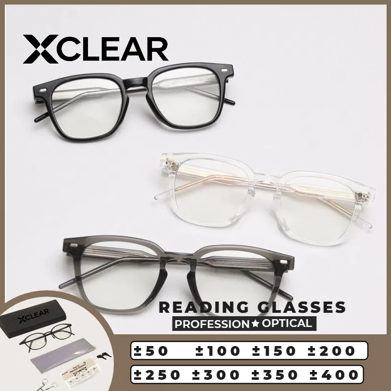 

XCLEAR Reading Glasses Vintage Round Optical Anti Blue Ray Myopia Progressive Prescription Eyeglasses Frame Unisex Comfortable