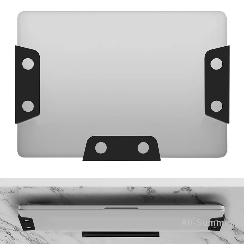 

Under Table Laptop Holder Portable Notebook Storage Bracket Stand Mount Desktop Organizer With Anti-Scratch Silicone Pad