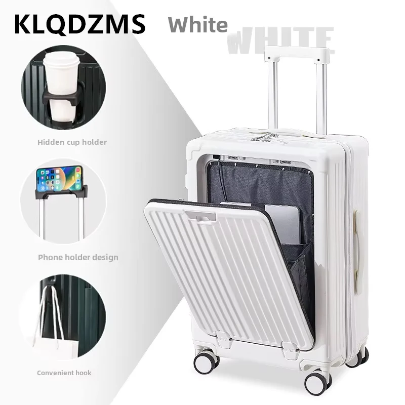 

KLQDZMS Luggage Front Opening Boarding Box Multifunctional Trolley Case USB Charging Password Box 20"22"24"26 Inch Suitcase