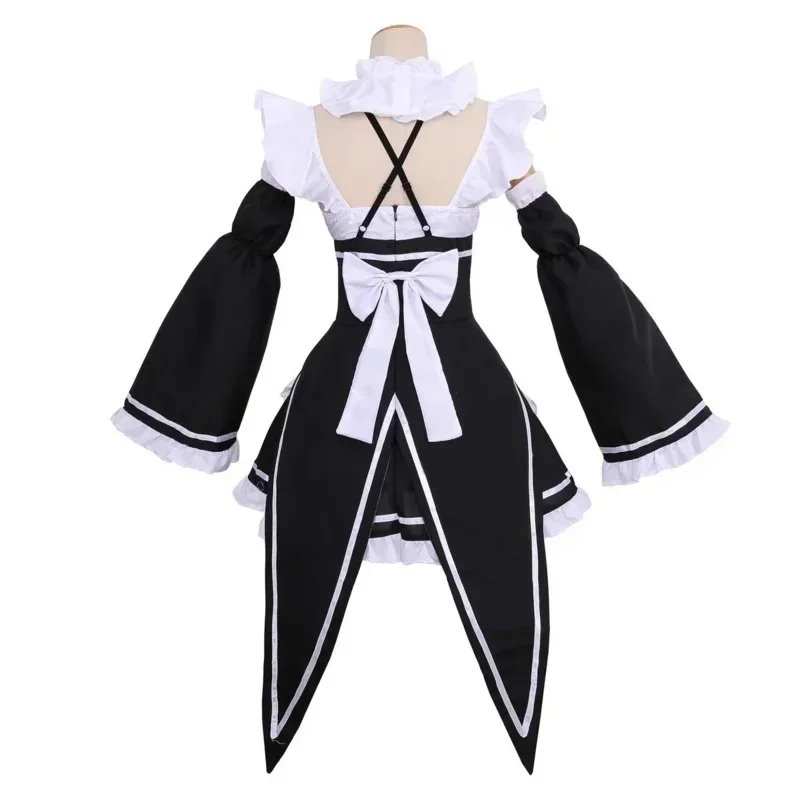 N66anime Ram/REM Lolita pokojówka kostiumy cosplay sukienka re: zero Kara hajimeru isekai Seikai kostiumy na Halloween dla kobiet loli2w $%