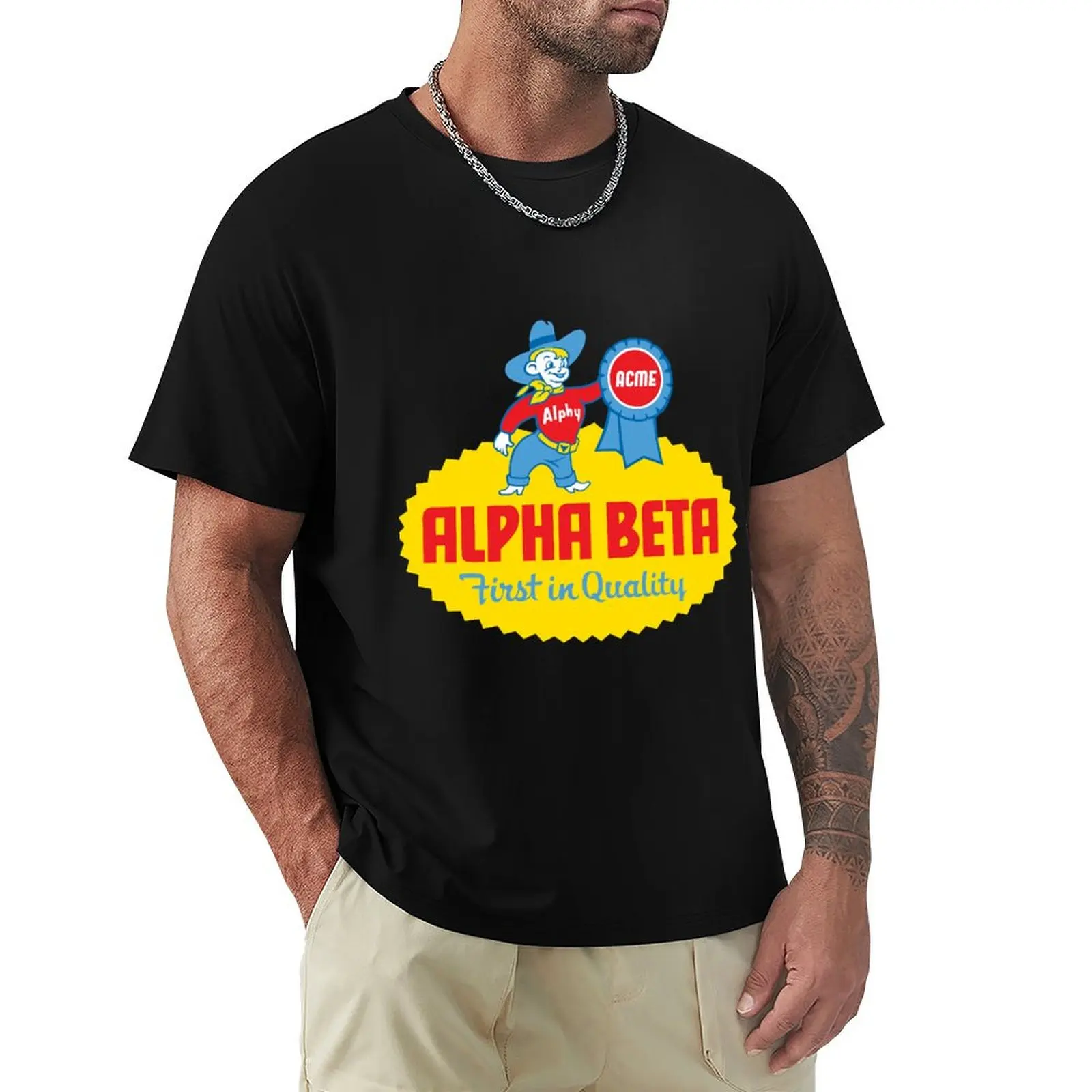 

Alpha Beta Logo - Defunct Supermarket Chain T-Shirt T-Shirt oversized t shirt blacks summer clothes black t-shirts for men