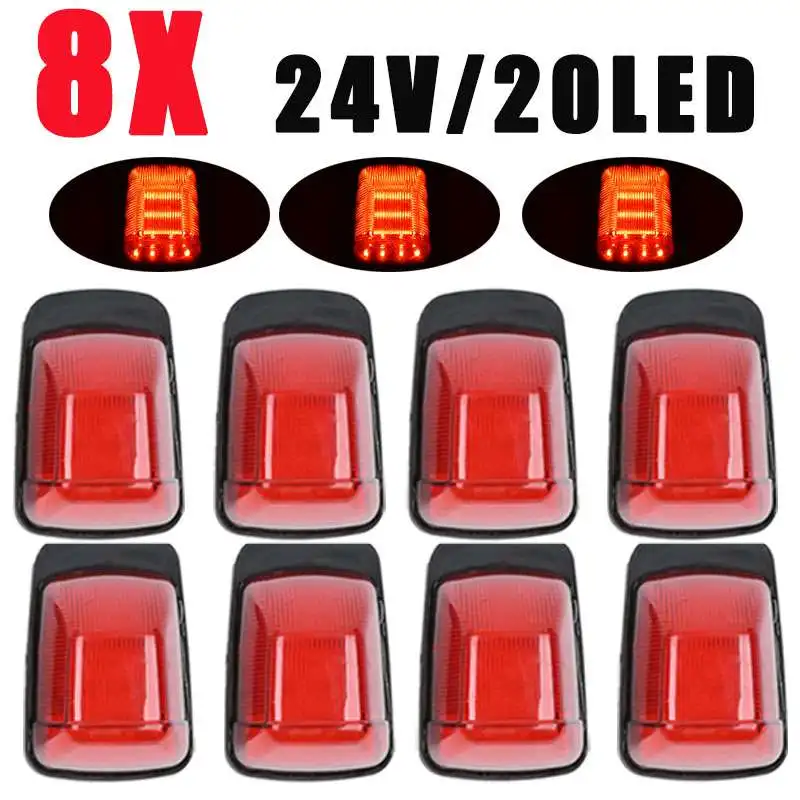 

8pcs 12V 24V Led Side Marker Warning Lights Trailer Trucks Caravan Side Clearance Light Parking Stop Light For Lorry Pickup BUS